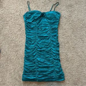 Teal Blue Ruched Bodycon Dress Juniors 13